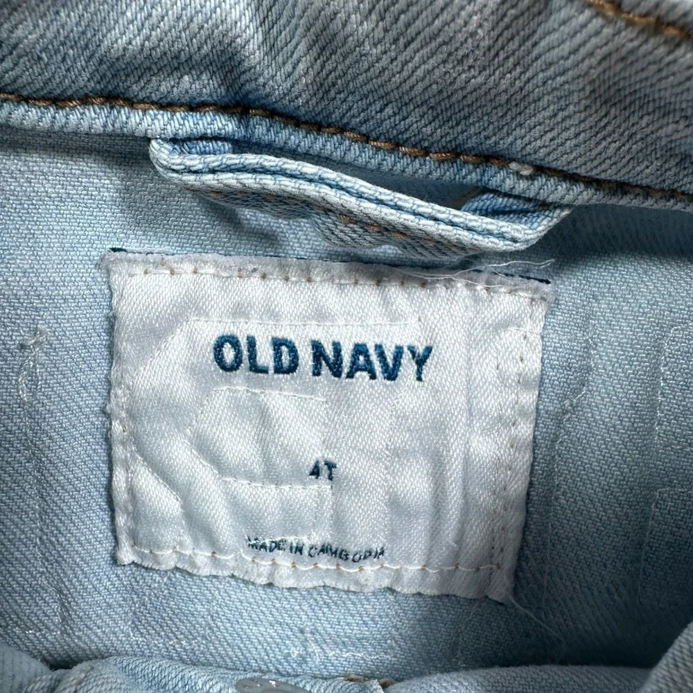 Old Navy Denim Jacket Girls 4T Light Blue Unicorn Girl Gang Princess Patches SEO